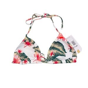 NWT Roxy Dreaming Day Moderate Tropical Tiki Tri Bikini Top Sz L